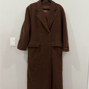 Elegant Brown Double-Breasted Women's Coat